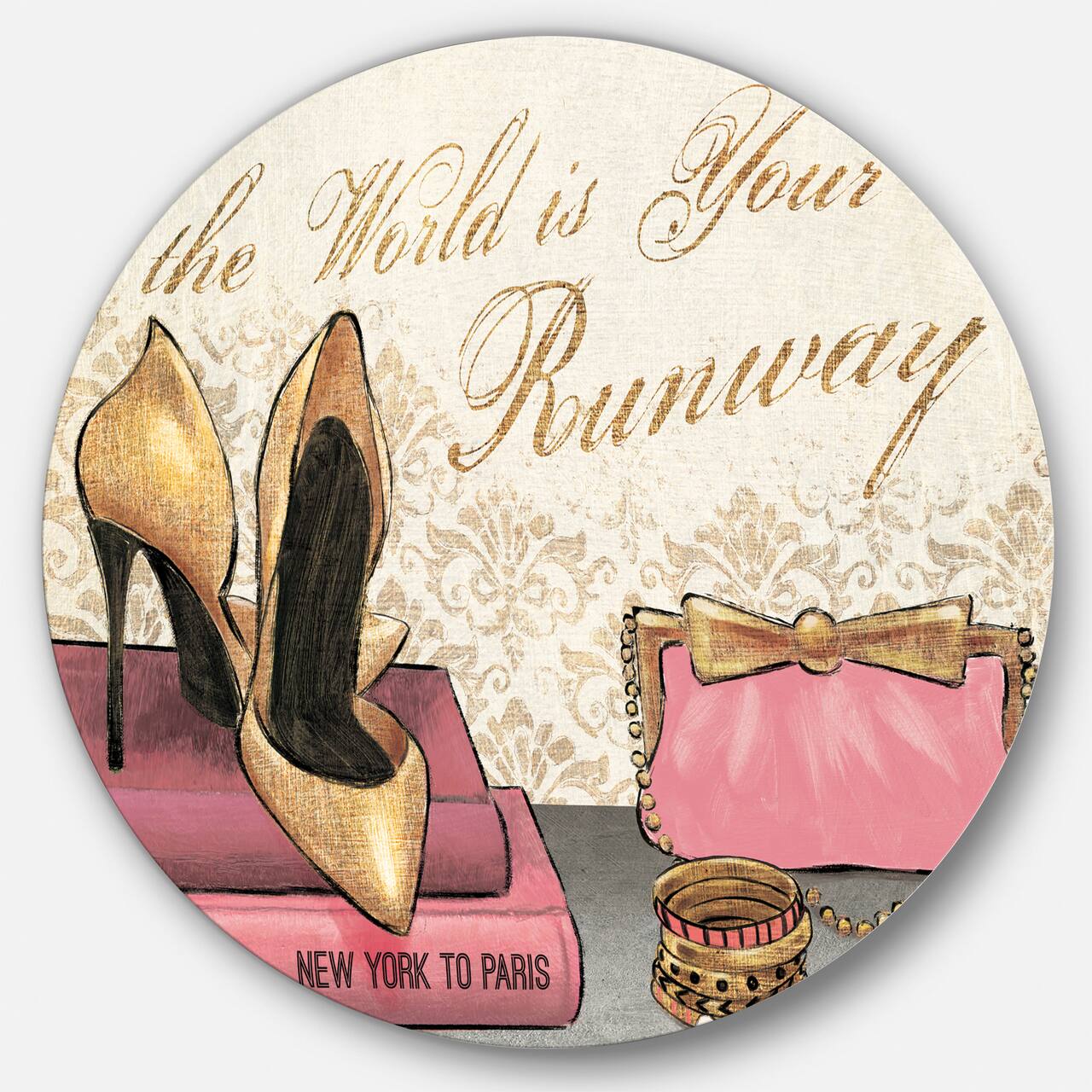 Designart - Gold Fabulous Life Style I - Glam Metal Circle Wall Art